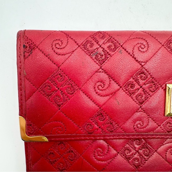 Vintage Pierre Cardin Paris Embroidered Leather Tri Fold Wallet - Picture 2 of 14